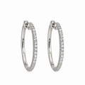 14K White Gold 1.00 CT Diamond Hoop Earrings