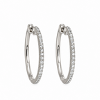 14K White Gold 1.00 CT Diamond Hoop Earrings