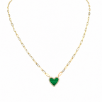 14K Yellow Gold 0.89CT Malachite & 0.10CT Diamond Pendant Necklace SN46899MA