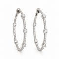 14K White Gold 1.37 Ct Diamond Hoop Earrings