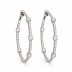 14K White Gold 1.37 Ct Diamond Hoop Earrings