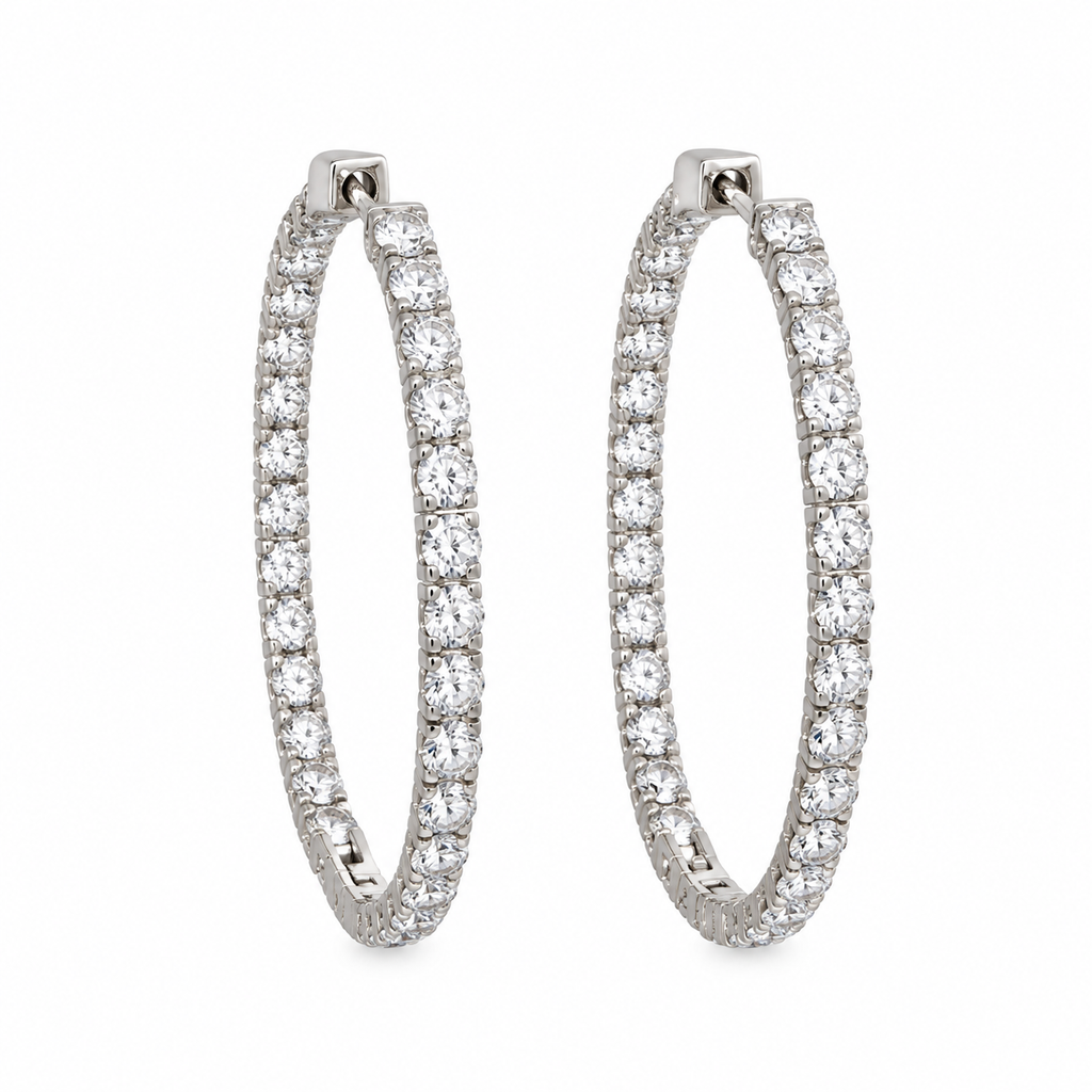 14K White Gold 5.85 Ct Lab-Grown Diamond Inside-Out Hoop Earrings