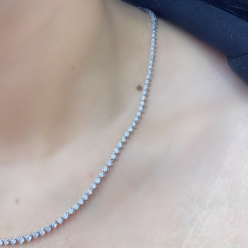 14K White Gold Diamond Tennis Necklace – 5.00CT G/SI1-SI2 | GNJJ