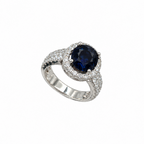 18K White Gold Ring 1.35CT Diamonds & 6.50CT Synthetic Sapphire |  SDR039 GIJJ