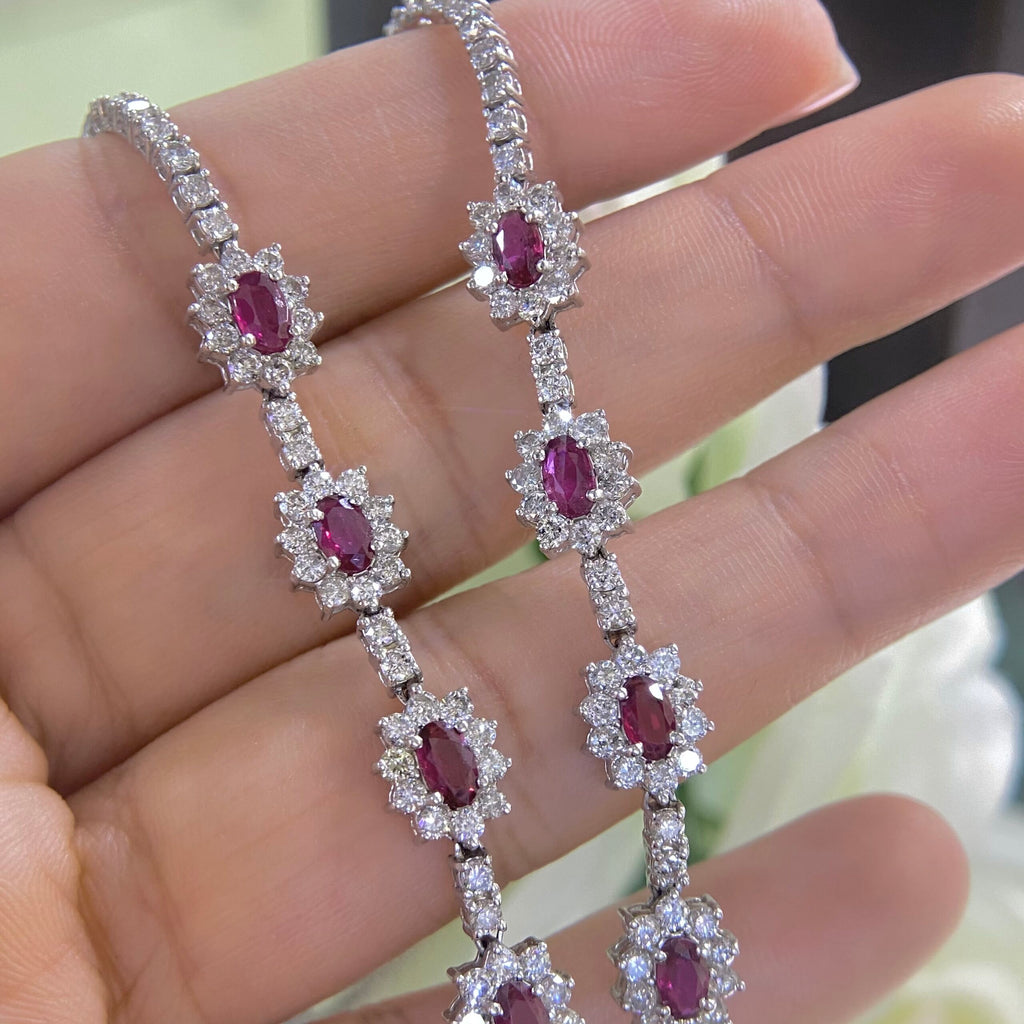 18K White Gold Ruby & Diamond Necklace – 3.20CT Rubies / 4.75CT Diamonds | CDN003