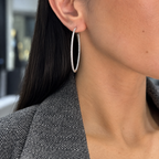 14K White Gold 2.30 Ct Diamond Hoop Earrings