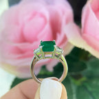 14K White Gold Emerald & Diamond Ring – 3.94CT Emerald / 0.70CT Diamonds | EMDR015