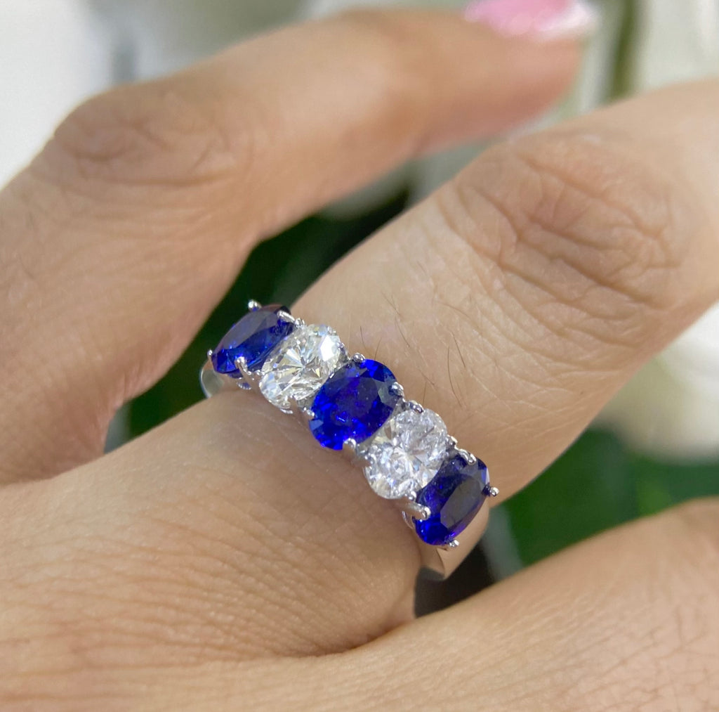 14K White Gold Sapphire & Diamond Ring – 1.72CT Sapphires / 0.98CT Diamonds | SDR031