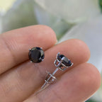 14K White Gold Black Diamond Stud Earrings 3.20CT – Screw Back DIER0130 SJJ INJJ
