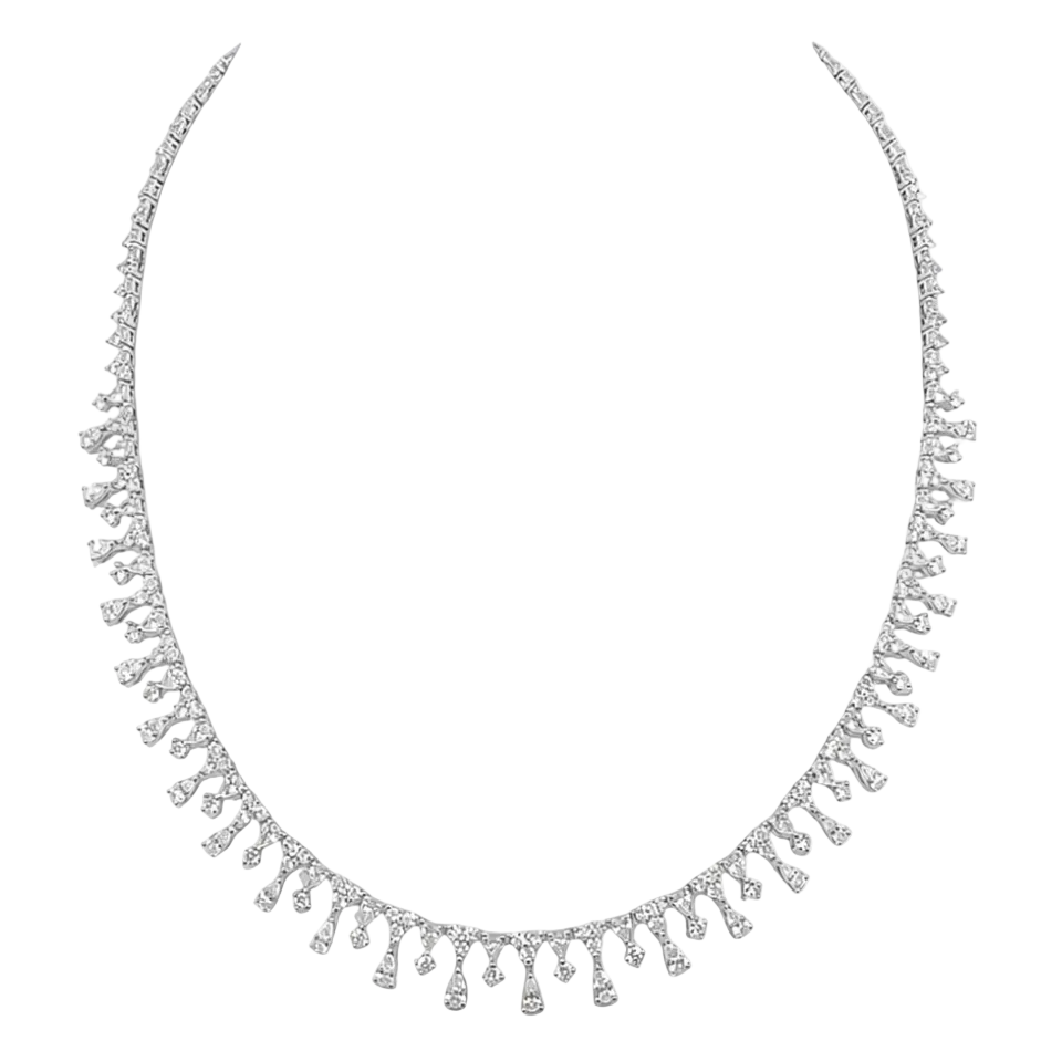 18K White Gold 12.78 CT Diamond Necklace DN047 IIJJJ