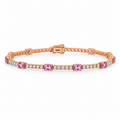 18K Rose Gold 2.31 Ct Pink Sapphire & 1.03 Ct Diamond Bracelet SDB0039 IZEJ