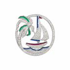 18K White Gold Diamond, Emerald, Sapphire &amp; Ruby Pin ITJJ