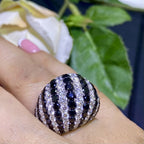 18K White Gold Black & White Diamond Dome Ring – 8.22CT Total Diamonds | DR045