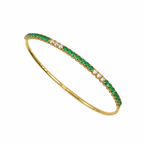 18K Yellow Gold 1.58 Ct Emerald & 0.46 Ct Diamond Bangle Bracelet