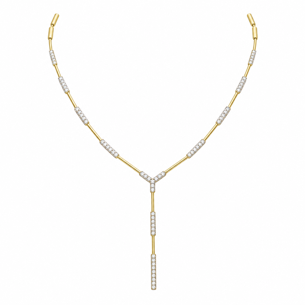 14K Yellow Gold Diamond Necklace – 1.86 CT, 16–17” Adjustable DC-N14070-17