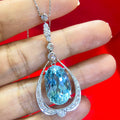 14K White Gold Natural Aquamarine & Diamond Pendant – 12.00CT Aquamarine / 1.50CT Diamonds | 009