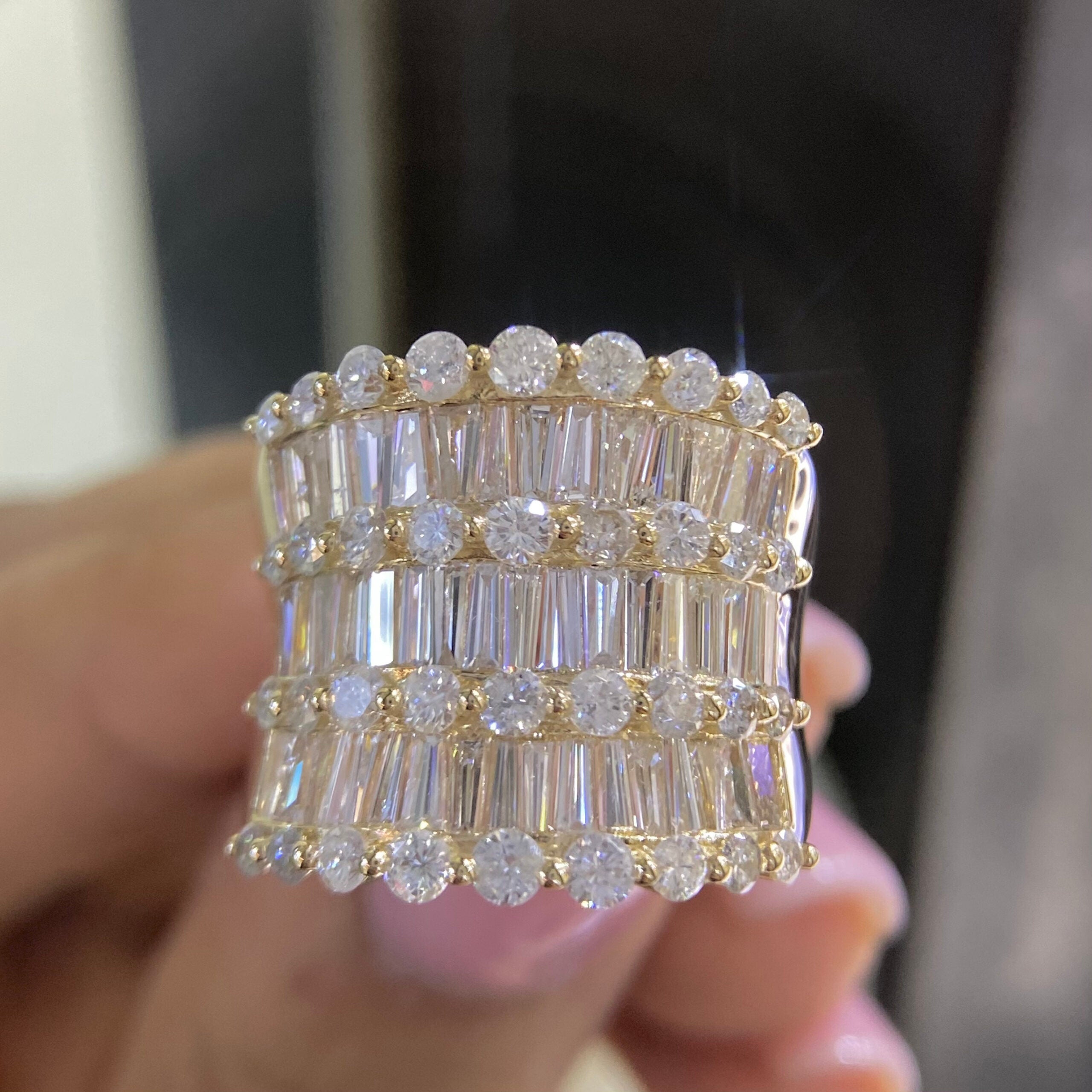 14K Yellow Gold Diamond Statement Ring – 4.10CT G/H SI | GJJJ