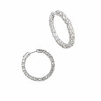 14K White Gold 7.06ct Natural Round Diamond Inside-Out Hoop Earrings DIER079 ATJJ