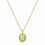 14K Yellow Gold Opal Diamond Pendant Necklace – 2.58 CT Opal & 0.13 CT Diamonds DC-N13881-1