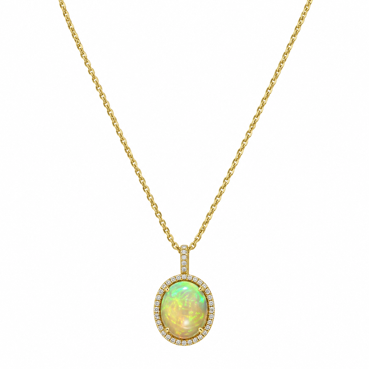 14K Yellow Gold Opal Diamond Pendant Necklace – 2.58 CT Opal & 0.13 CT Diamonds DC-N13881-1