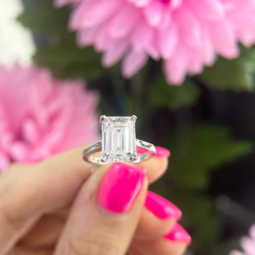 14K White Gold Certified Emerald Cut Lab-Grown Diamond Ring – 4.07CT D/VS1 | DIER0154 GEJJ