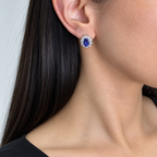 14K White Gold 4.00 Ct Tanzanite & 2.05 Ct Diamond Earrings