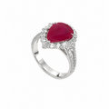 14K White Gold Ring with 0.95ct Diamonds and 2.57ct Ruby
