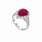 14K White Gold Ring with 0.95ct Diamonds and 2.57ct Ruby