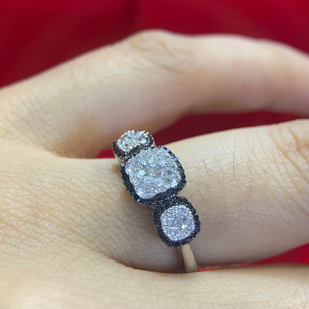 14K White Gold Black & White Diamond Ring – 0.76CT Total Diamonds | R13790WBK