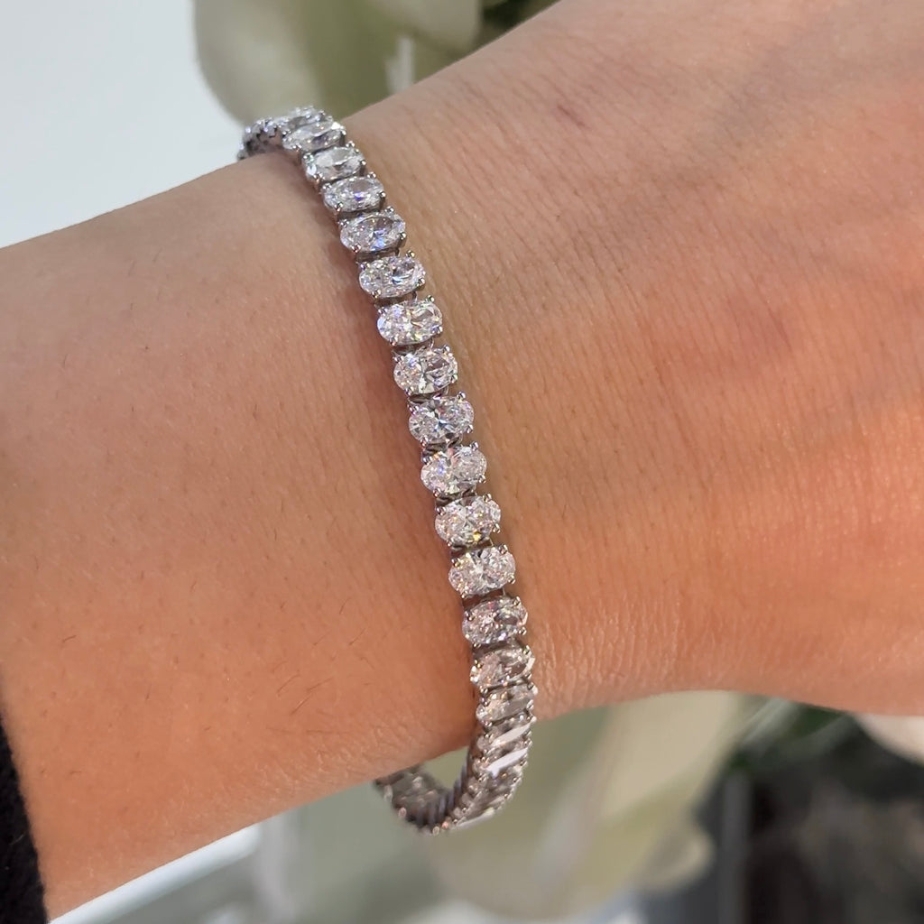 14K White Gold Lab Grown Oval Cut Diamond Bracelet with 12.42CT Diamonds DB0109 GLJJ