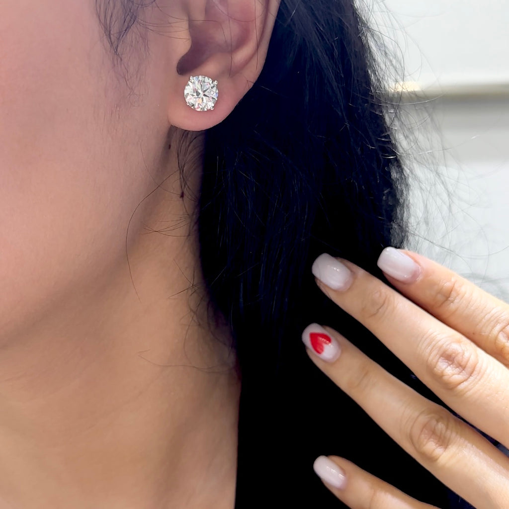 14K White Gold Lab Grown Diamond stud Earrings with 6.14ct ,HVS color. DIER0155 INTJ