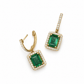 18K Yellow Gold Emerald & Diamond Earrings – 4.65 Ct Emeralds & 0.61 Ct Diamonds EMER019 NTJJ