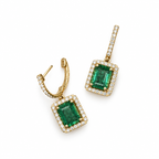 18K Yellow Gold Emerald & Diamond Earrings – 4.65 Ct Emeralds & 0.61 Ct Diamonds EMER019 NTJJ