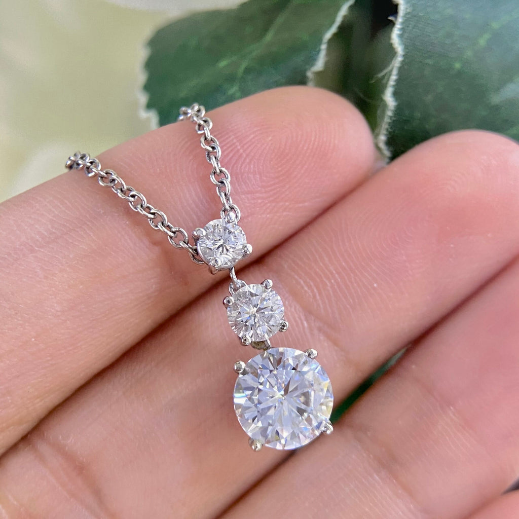 14K White Gold 3 stone Diamond Pendant DP045 ZJJJ