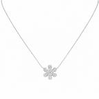 14K White Gold Diamond Flower Pendant Necklace – 0.54CT | 18” Adjustable PJNP53621B