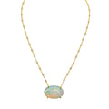 18K Yellow Gold Pendant Necklace with 15.02ct Opal & 1.40ct Diamonds COLN0052 GNJJ