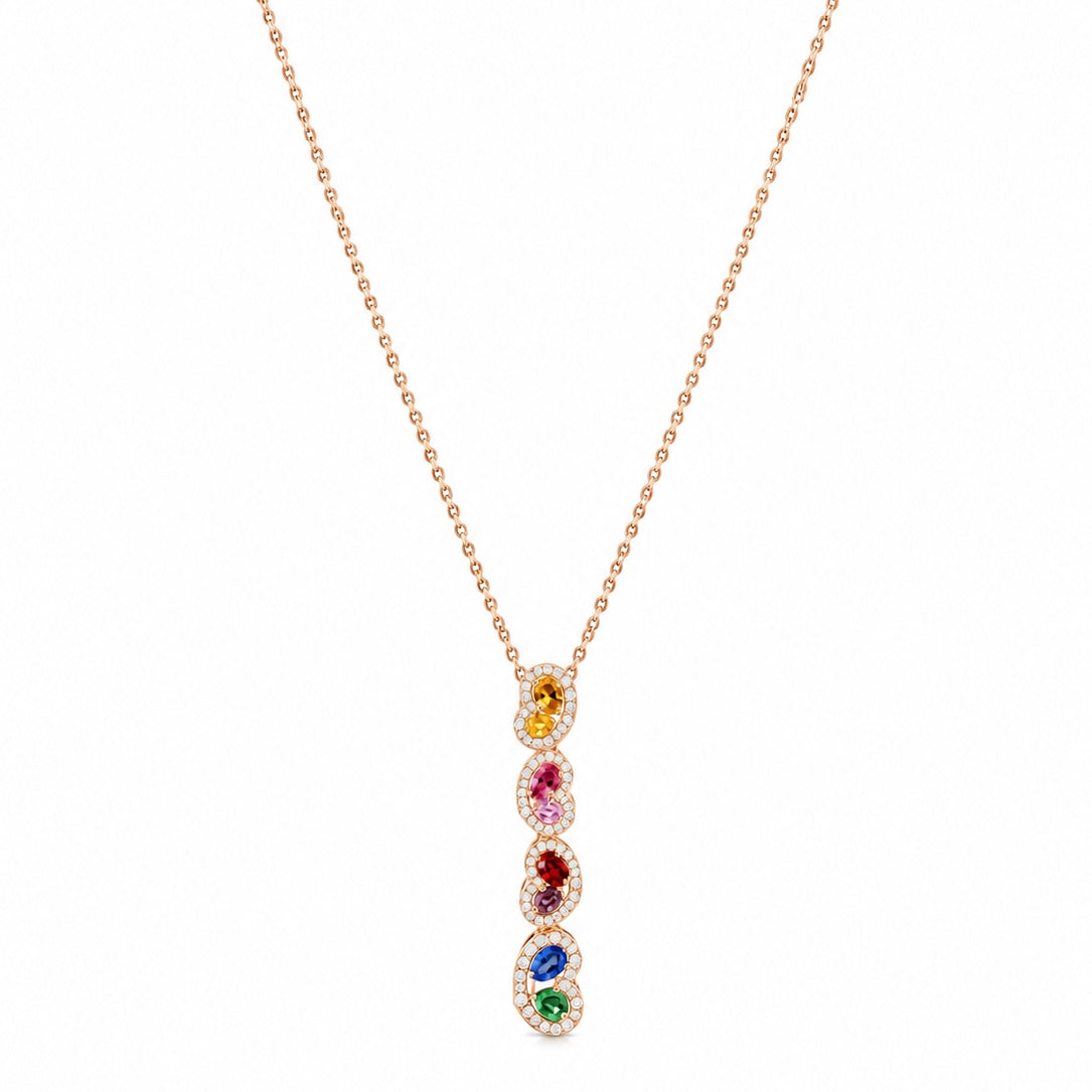 Rose Gold Sapphire & Diamond Pendant Necklace – 1.55 CT Sapphire SDP05 LJJ