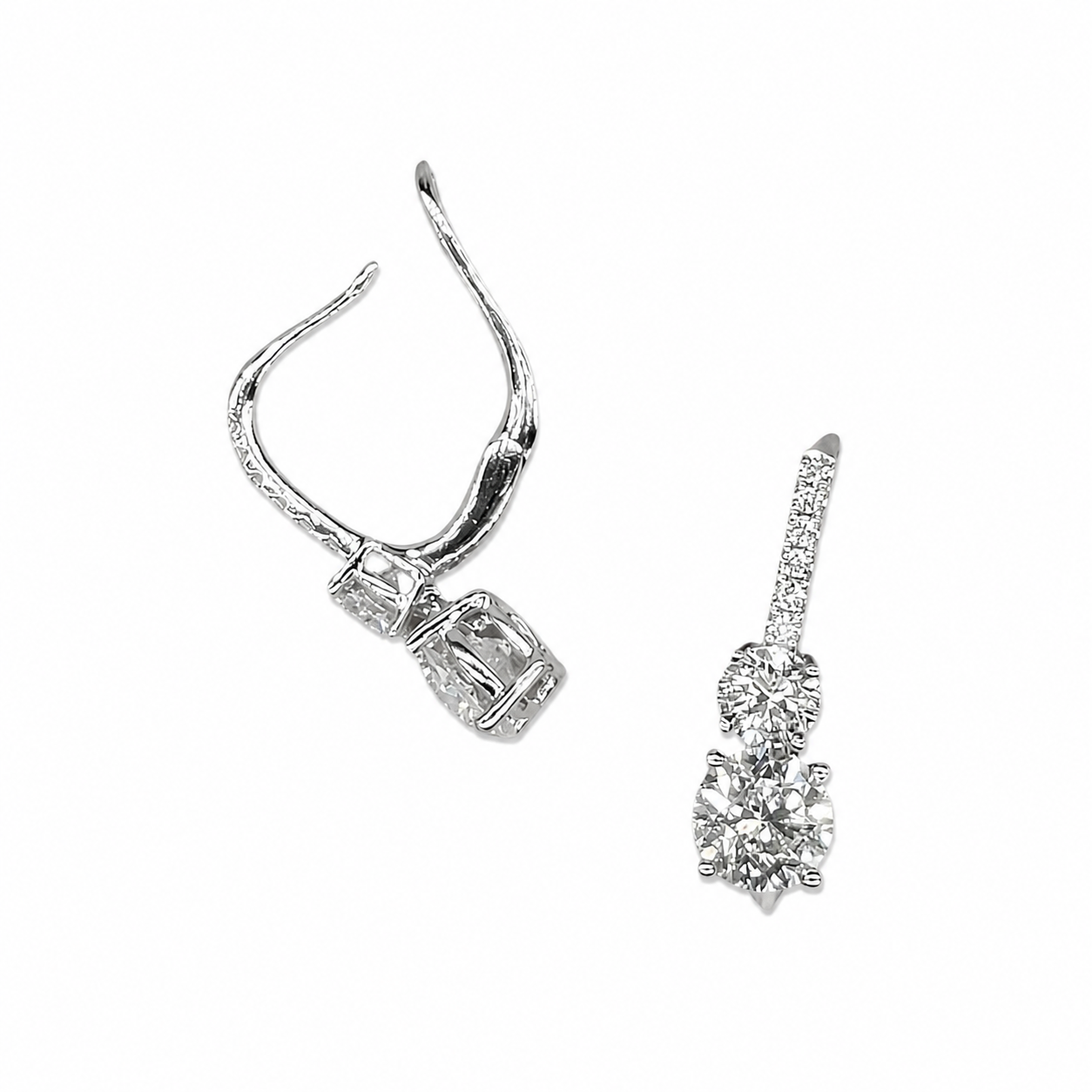 14K White Gold Lab Grown Diamond Drop Earrings 1.99ct