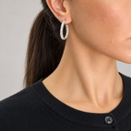 14K White Gold 5.00 CT Inside-Out Diamond Hoop Earrings