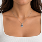 14K White Gold Sapphire & Diamond Pendant Necklace – 2.10 CT Sapphires, 1.15 CT Diamonds SDN006 NJJJ