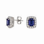 14K White Gold 4.27 Ct Sapphire & 1.17 Ct Diamond Earrings