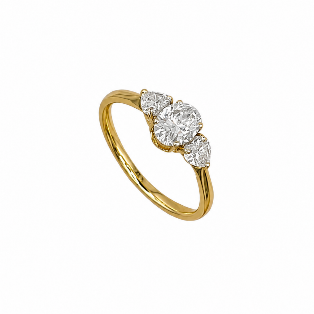 18K Yellow Gold Oval & Heart-Shaped Diamond Ring – 1.05CT OVER024 IIAJ