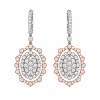 14K Two-Tone White & Rose Gold Diamond Earrings – 3.86 CT