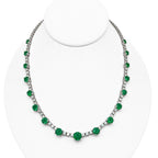 14K White Gold Round Emerald & Diamond Necklace – 14.32CT Emeralds & 10.00CT Diamonds CDN101 INJJJ