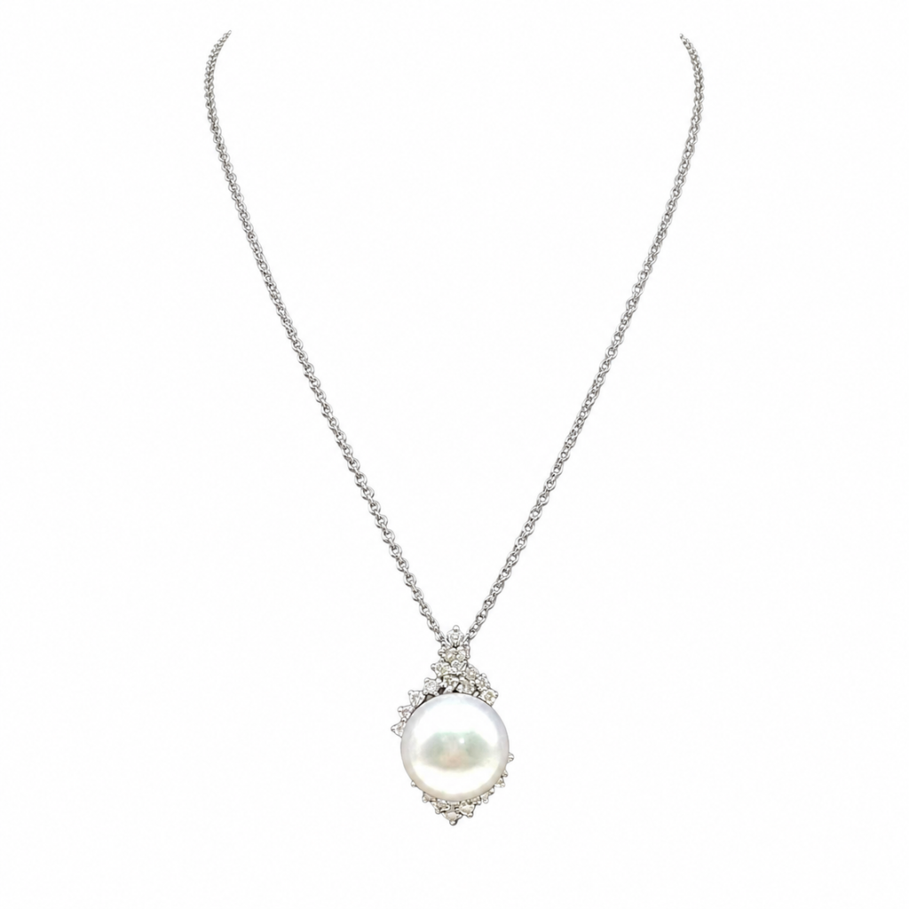 14K White Gold Mother-of-Pearl & Diamond Pendant Necklace — 0.53 CTW Diamonds, 17.40 CTW Mother of Pearl ITJJ