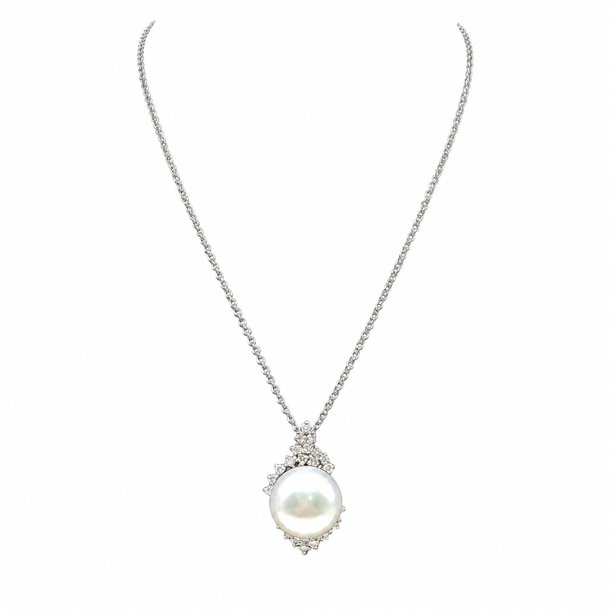 14K White Gold Mother-of-Pearl & Diamond Pendant Necklace — 0.53 CTW Diamonds, 17.40 CTW Mother of Pearl ITJJ