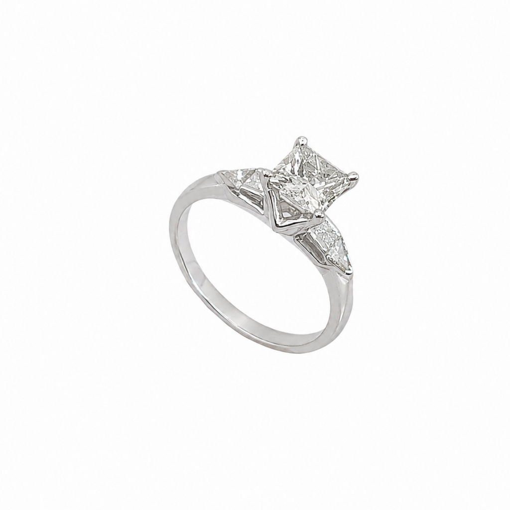 Platinum 1.54ct Diamond Engagement Ring with 1.21ct Princess Cut Diamond PRER033 IETJ TJJ