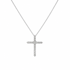 14K White Gold 3.01 CT Round Diamond Cross Pendant Necklace DP032 GNJJ