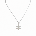 18K White Gold Diamond Floral Pendant Necklace | 1.65=CT Round Diamonds | 16 Inch LTT