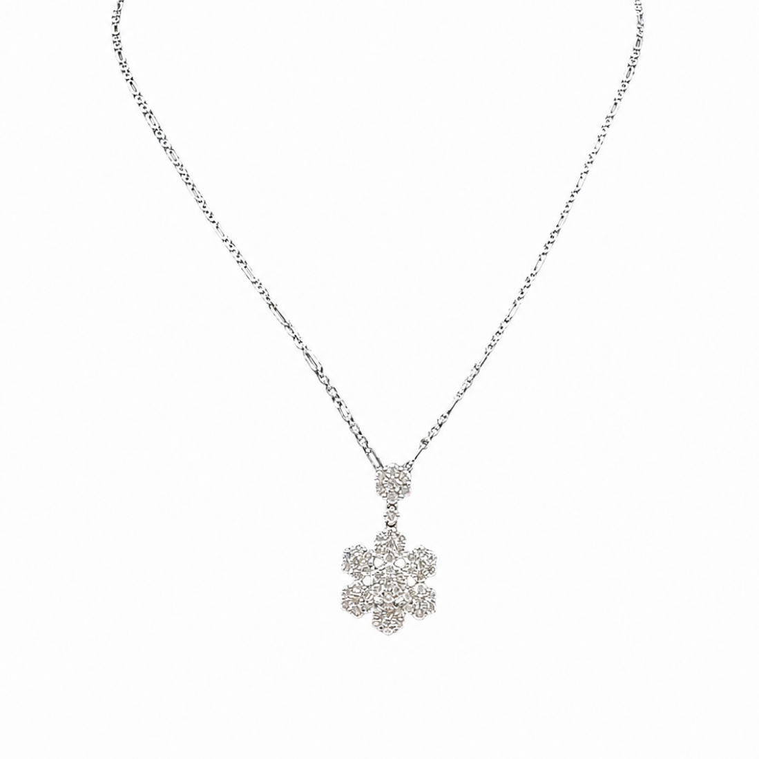 18K White Gold Diamond Floral Pendant Necklace | 1.65=CT Round Diamonds | 16 Inch LTT